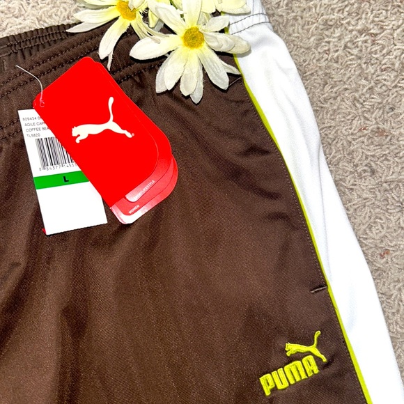 NWT⭐️PUMA🐆CAPRI PANTS🤎Brown, White & Bright Lime Size LARGE💚BRAND NEW w/Tags! - Picture 2 of 13